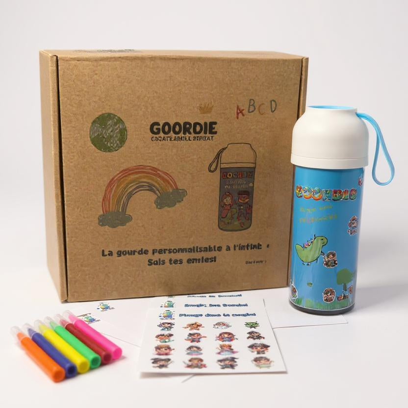 Goordie - Kit gourde personnalisable enfant - bleu