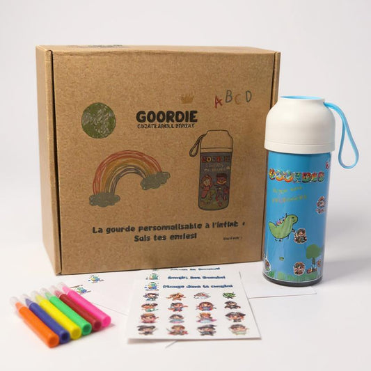 Goordie - Kit gourde personnalisable enfant - bleu