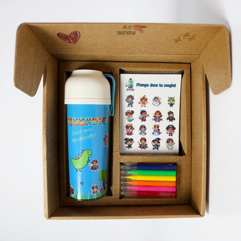 Goordie - Kit gourde personnalisable enfant - bleu